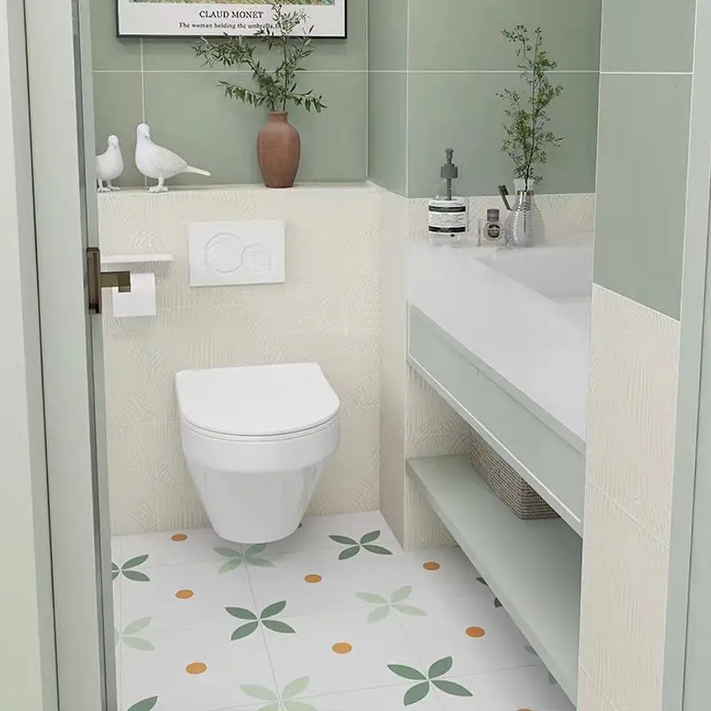 COWINLIFE DECO Custom Floral Pattern Peel Stick Self-Adhesive Vinyl Floor Sticker Wallpaper Modern PVC Indoor Bathroom Waterproof detail 4