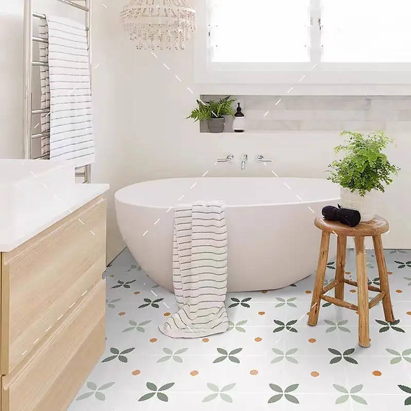 COWINLIFE DECO Custom Floral Pattern Peel Stick Self-Adhesive Vinyl Floor Sticker Wallpaper Modern PVC Indoor Bathroom Waterproof detail 5