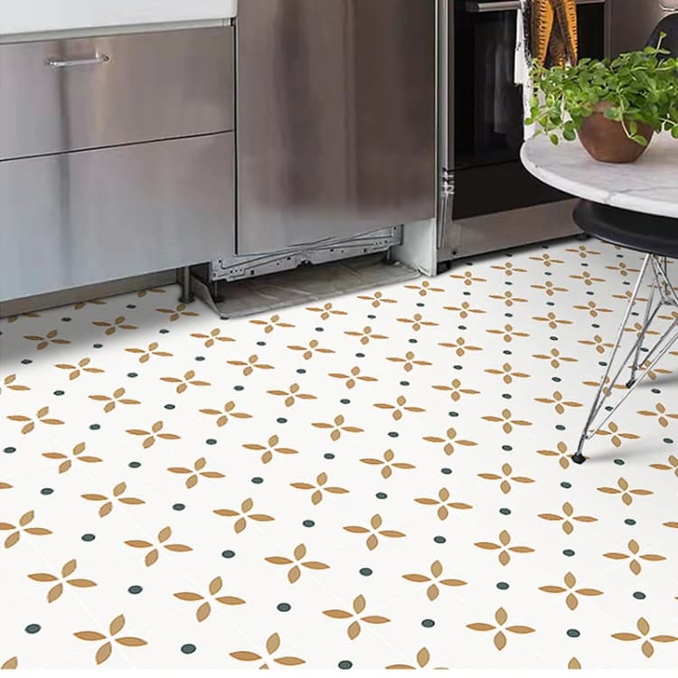 COWINLIFE DECO Custom Floral Pattern Peel Stick Self-Adhesive Vinyl Floor Sticker Wallpaper Modern PVC Indoor Bathroom Waterproof detail 8