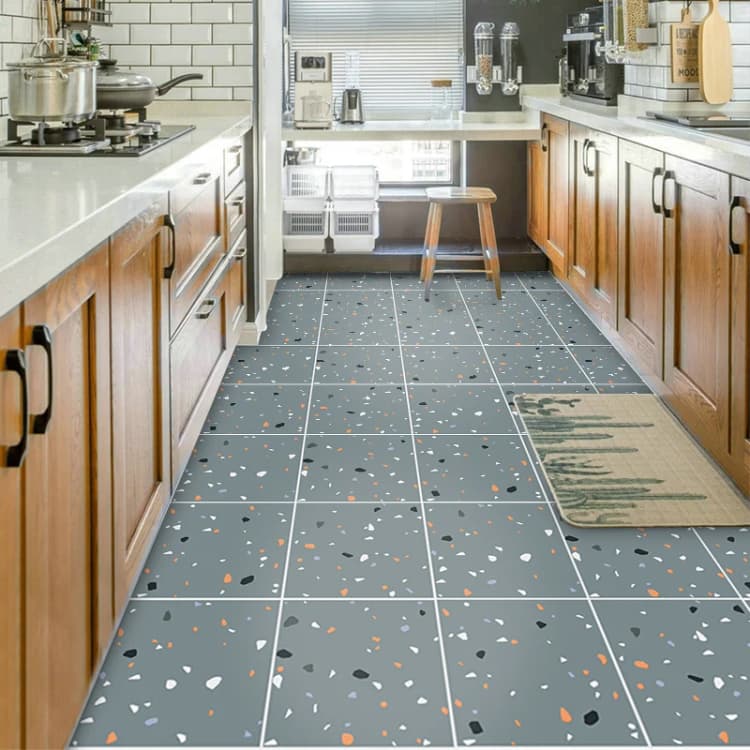 COWINLIFE DECO Black Self Adhesive Peel Stick PVC Floor Sticker Wallpaper Modern New Vinyl Waterproof Indoor Wear Resistant Bathroom detail 5