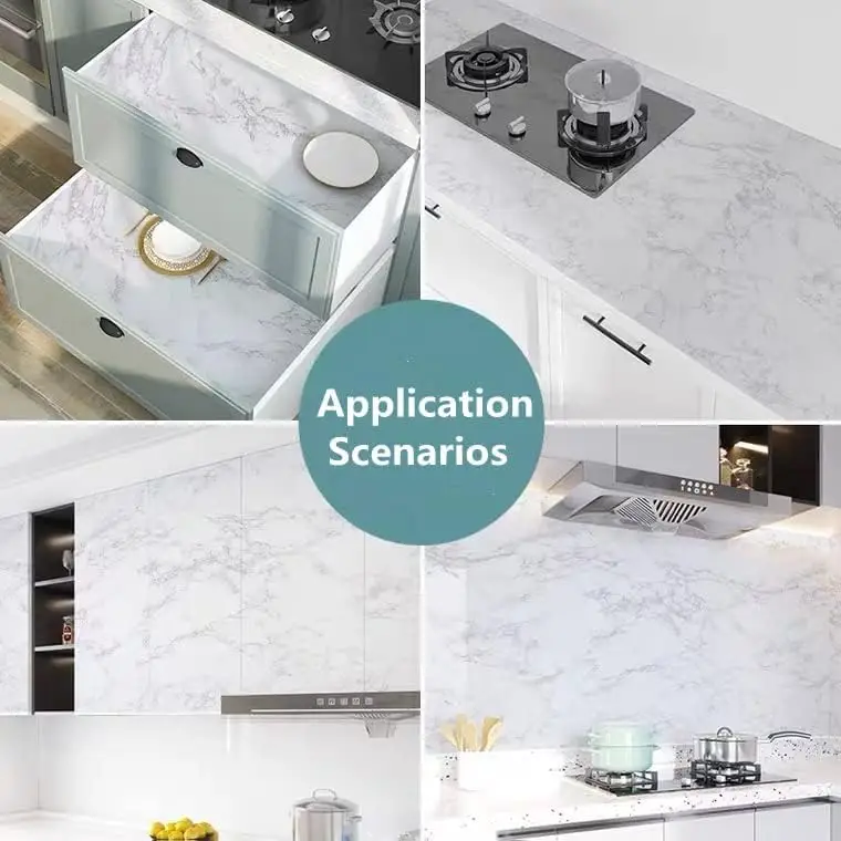 COWINLIFE DECO PVC Waterproof Peel & Stick 3D Tile Wallpaper for Bathroom Home Decoration with Marble Design detail 2
