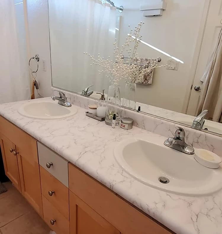 COWINLIFE DECO PVC Waterproof Peel & Stick 3D Tile Wallpaper for Bathroom Home Decoration with Marble Design detail 5