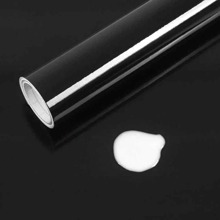 COWINLIFE Glossy Glitter Black Contact Paper Self Adhesive Waterproof Wall Paper Removable Kitchen Vinyl Wrap for Cabinet detail 2