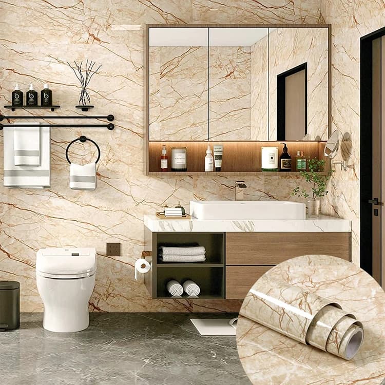 COWINLIFE DECO Modern Custom Kitchen & Bathroom Waterproof 3D Self Adhesive Removable Mould-Proof Marble Pattern Vinyl Wallpaper detail 4