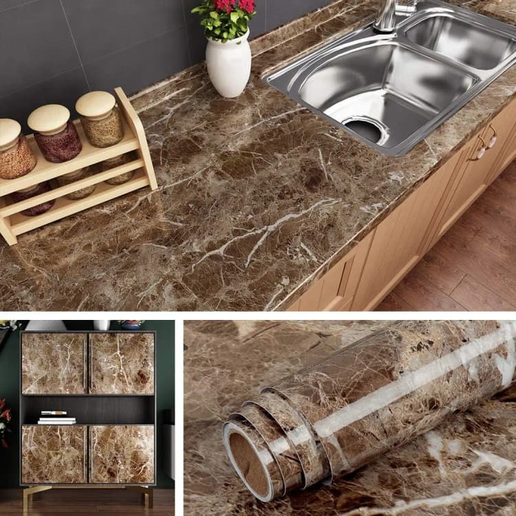 COWINLIFE DECO Modern Custom Kitchen & Bathroom Waterproof 3D Self Adhesive Removable Mould-Proof Marble Pattern Vinyl Wallpaper detail 6