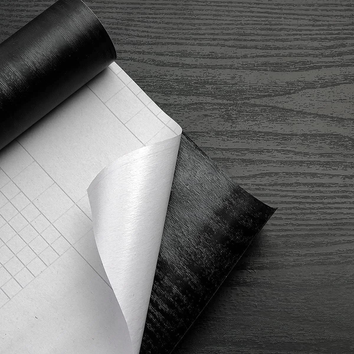 Modern Hotel & Household Use Waterproof Self Adhesive PVC Wood Grain Black Wallpaper