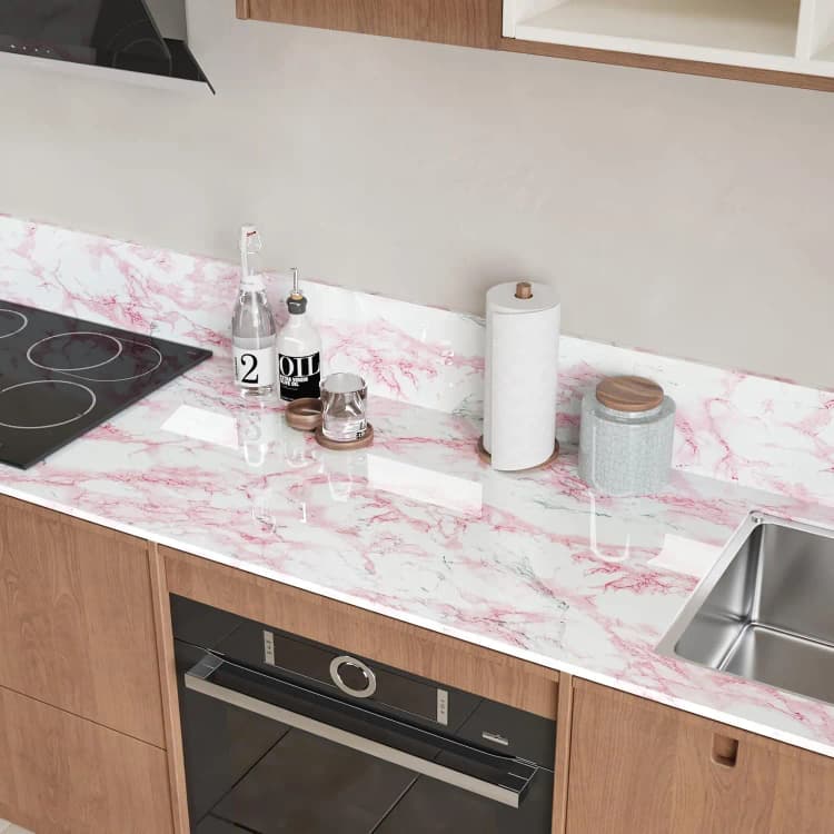 COWINLIFE DECO Modern Geometric Marble Self-Adhesive PVC Wallpaper Waterproof for Home Kitchen Bathroom Decor detail 4