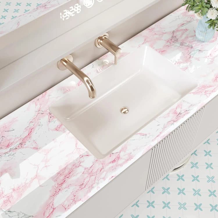COWINLIFE DECO Modern Geometric Marble Self-Adhesive PVC Wallpaper Waterproof for Home Kitchen Bathroom Decor detail 5