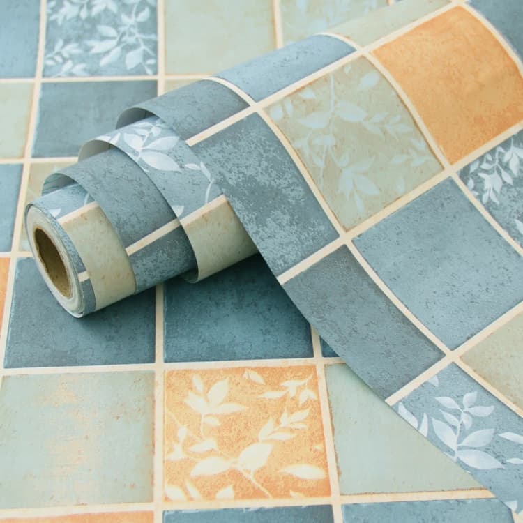 Custom PVC Vinyl Plaid Waterproof Self Adhesive Bathroom Wallpaper for Household Use with Peel Stick Installation detail 4