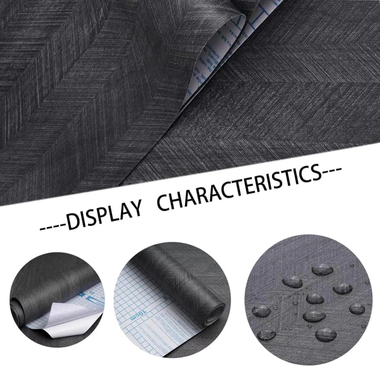 COWINLIFE DECO Black Wood Grain Furniture Films Waterproof Thick PVC Self-Adhesive Kitchen Vinyl Cabinet Wrap Decorative Design detail 6