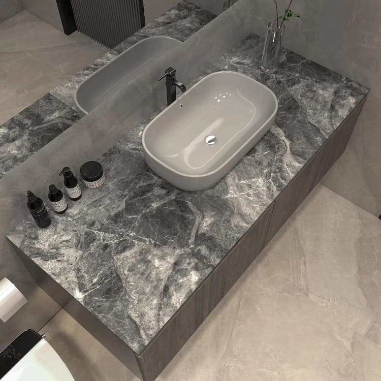COWINLIFE DECO Self-Adhesive Waterproof Grey Matt Marble 3D Wall Sticker Paper Peel & Stick for Living Room Dining Table detail 3