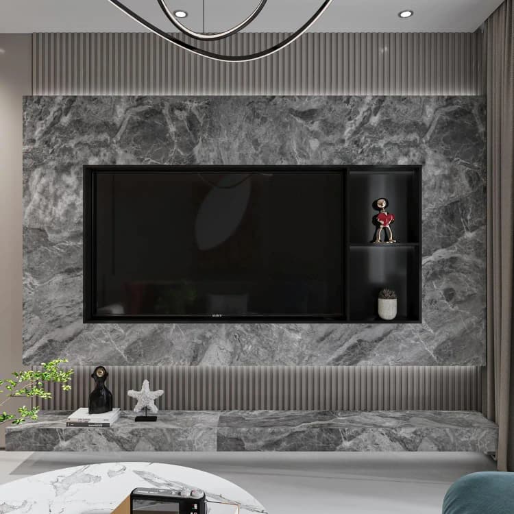 COWINLIFE DECO Self-Adhesive Waterproof Grey Matt Marble 3D Wall Sticker Paper Peel & Stick for Living Room Dining Table detail 6