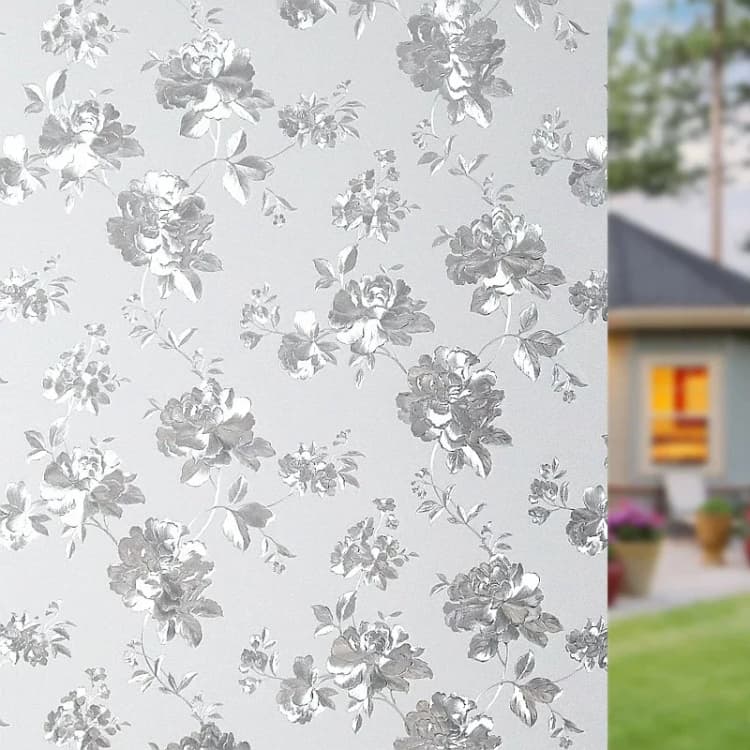 COWINLIFE 3D Flower Stained Privacy Window Film Rainbow Design PVC Self-Adhesive Removable Decorative Sticker for Home & Furniture detail 4