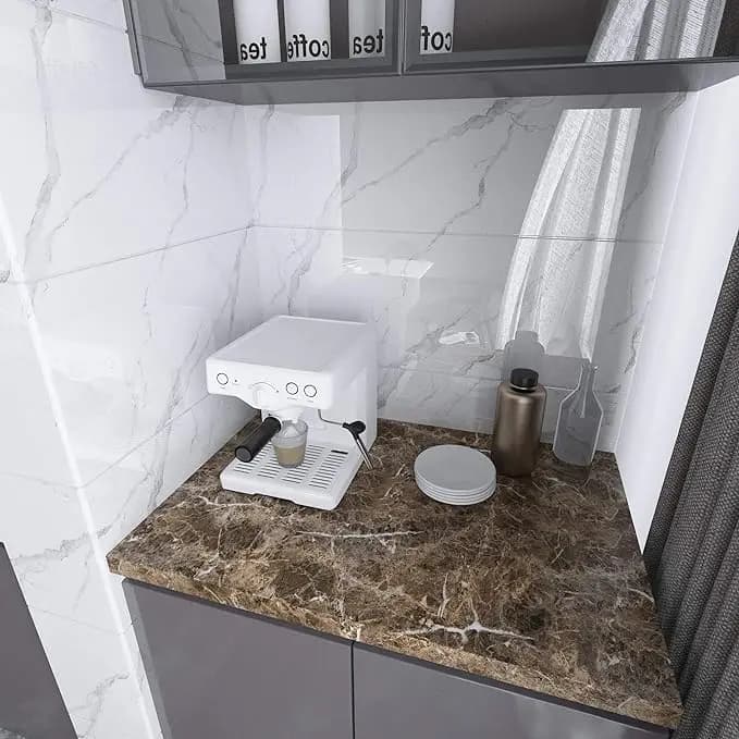 Modern Brown Vinyl Marble Self Adhesive Waterproof Mold-Proof Wallpaper Peel and Stick for Kitchen Countertops and Walls detail 4