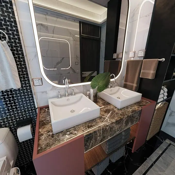 Modern Brown Vinyl Marble Self Adhesive Waterproof Mold-Proof Wallpaper Peel and Stick for Kitchen Countertops and Walls detail 5
