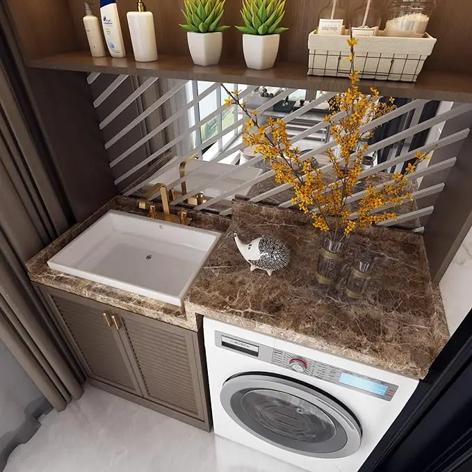 Modern Brown Vinyl Marble Self Adhesive Waterproof Mold-Proof Wallpaper Peel and Stick for Kitchen Countertops and Walls detail 6