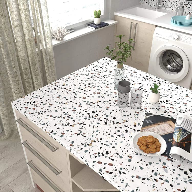COWINLIFE Terrazzo Peel and Stick Contact Paper Waterproof Oilproof Self Adhesive Vinyl Film for Kitchen Cabinet Furniture Renovation detail 2