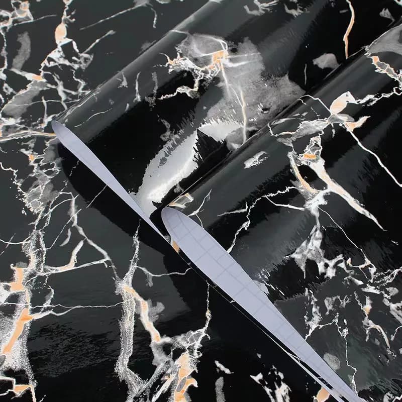 3D Black Glossy Waterproof Moisture-Proof Geometric Modern Sticker Wallpaper Peel Stick PVC Self Adhesive Roll for Living Room