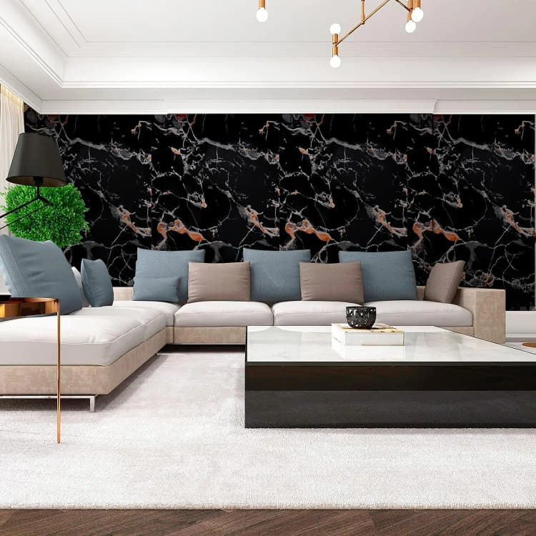 3D Black Glossy Waterproof Moisture-Proof Geometric Modern Sticker Wallpaper Peel Stick PVC Self Adhesive Roll for Living Room detail 2