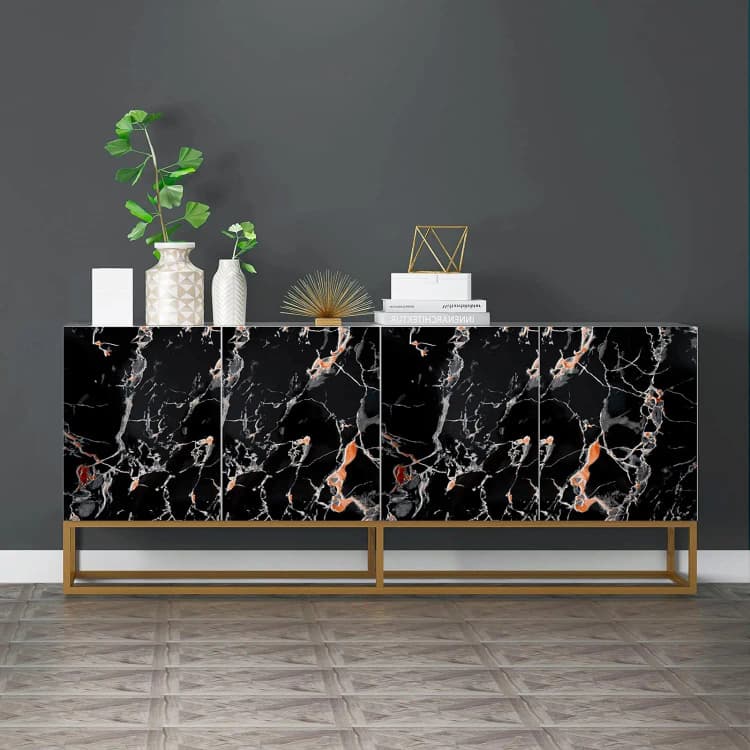 3D Black Glossy Waterproof Moisture-Proof Geometric Modern Sticker Wallpaper Peel Stick PVC Self Adhesive Roll for Living Room detail 3
