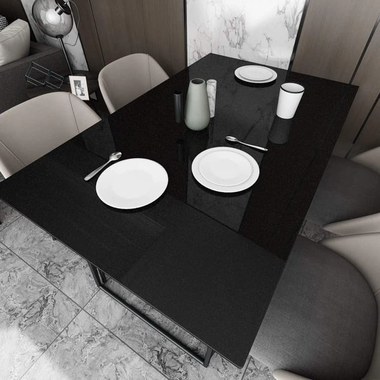 COWINLIFE DECO Modern Kitchen Glossy Peel Stick Black Vinyl Waterproof Removable Wallpaper detail 3