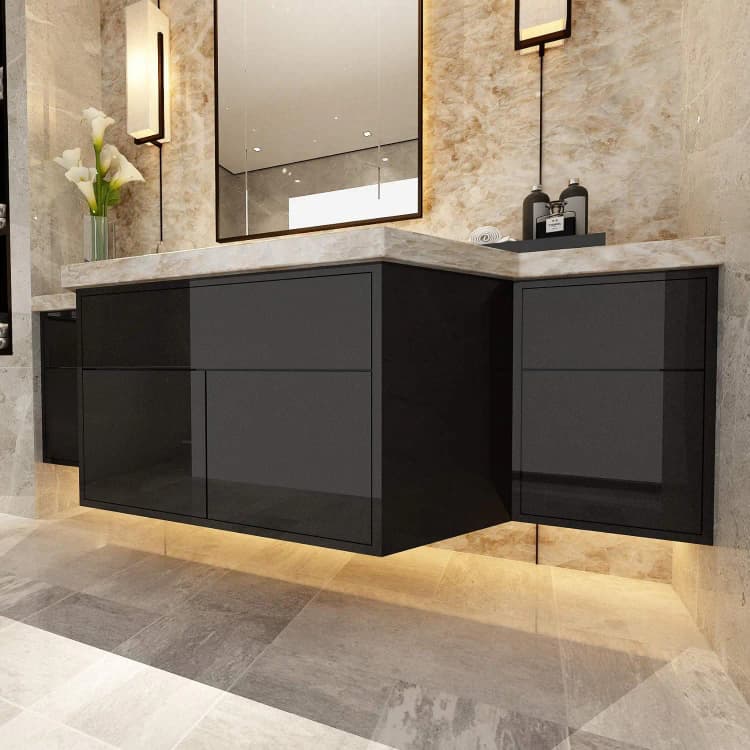 COWINLIFE DECO Modern Kitchen Glossy Peel Stick Black Vinyl Waterproof Removable Wallpaper detail 4