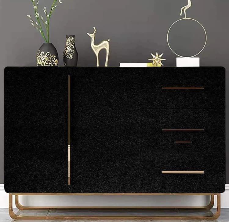 COWINLIFE DECO Modern Kitchen Glossy Peel Stick Black Vinyl Waterproof Removable Wallpaper detail 5