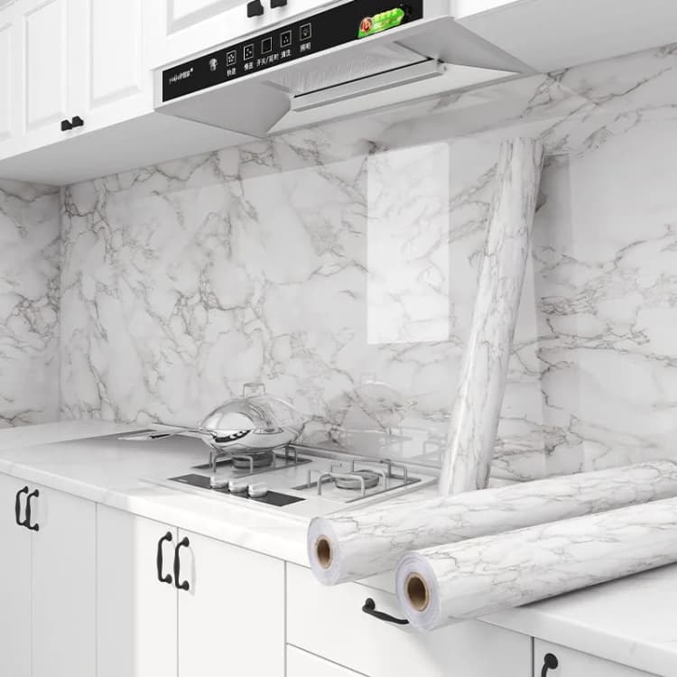 COWINLIFE DECO High Glossy Marble Kitchen & Living Room Waterproof Peel and Stick Self Adhesive Vinyl Wallpaper Home Decoration detail 2