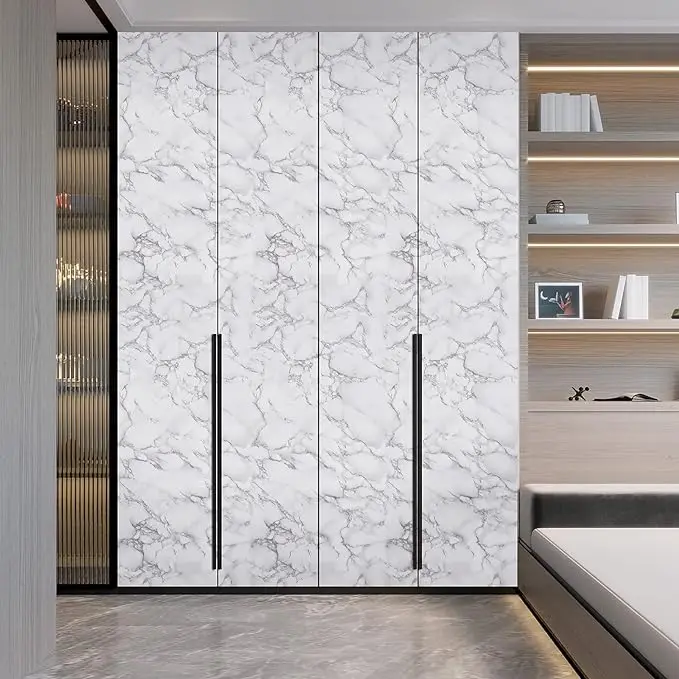 COWINLIFE DECO High Glossy Marble Kitchen & Living Room Waterproof Peel and Stick Self Adhesive Vinyl Wallpaper Home Decoration detail 3