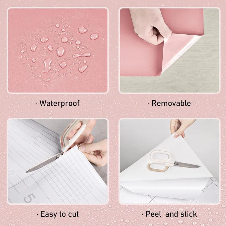 COWINLIFE Glitter Glossy Peel & Stick pink Waterproof Self-Adhesive 3D Wall Sticker for Kitchen & Bathroom Modern Interior Decoration detail 3