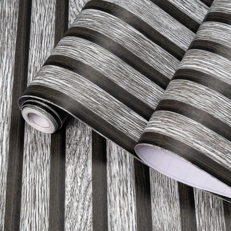 3D Peel and Stick Waterproof Grey Wood Slat Self-Adhesive Vinyl Removable Wallpaper for Bedroom Wall Decor detail 2