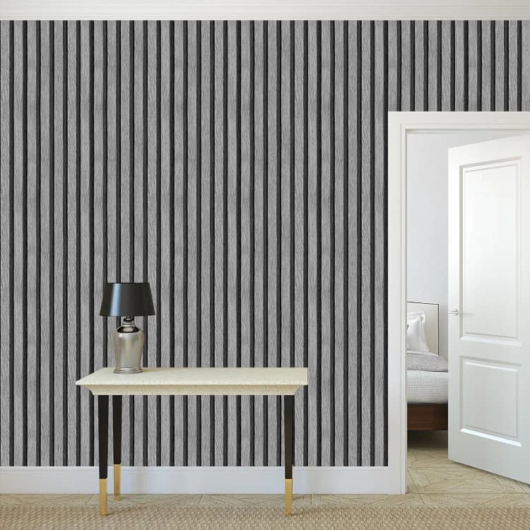 3D Peel and Stick Waterproof Grey Wood Slat Self-Adhesive Vinyl Removable Wallpaper for Bedroom Wall Decor detail 4