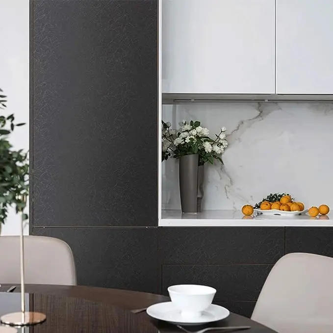 3D Black Silk Embossed Waterproof Self Adhesive Removable PVC Vinyl Textured Modern Wallpaper for Home Decoration detail 3