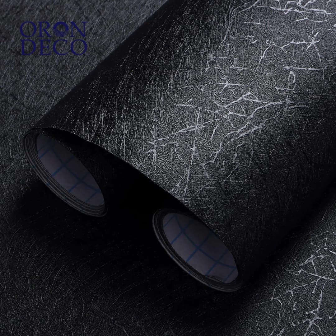 COWINLIFE DECO 3D Geometric Black PVC Waterproof Self Adhesive Embossed Peel Stick Removable Kitchen Vinyl Wallpaper for Cabinets