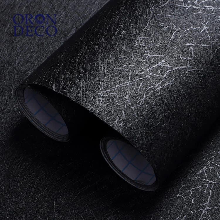 COWINLIFE DECO 3D Geometric Black PVC Waterproof Self Adhesive Embossed Peel Stick Removable Kitchen Vinyl Wallpaper for Cabinets detail 1