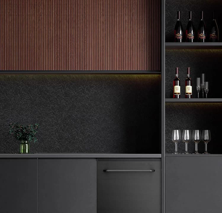 COWINLIFE DECO 3D Geometric Black PVC Waterproof Self Adhesive Embossed Peel Stick Removable Kitchen Vinyl Wallpaper for Cabinets detail 2