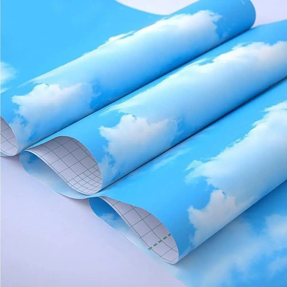 COWINLIFE DECO Verified Supplier 3D Textured Modern Waterproof Windows Blue Sky Peel Stick Self Adhesive Wallpaper Home Decoration detail 2