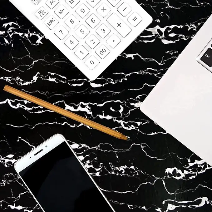 3D Glossy Black Modern Waterproof Marble Self Adhesive Wallpaper PVC Removable for Kitchen Cabinet detail 4