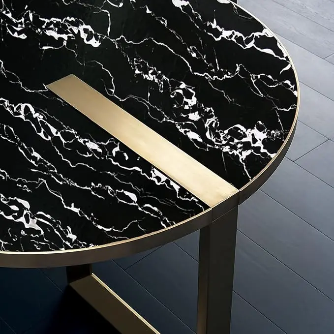 3D Glossy Black Modern Waterproof Marble Self Adhesive Wallpaper PVC Removable for Kitchen Cabinet detail 5