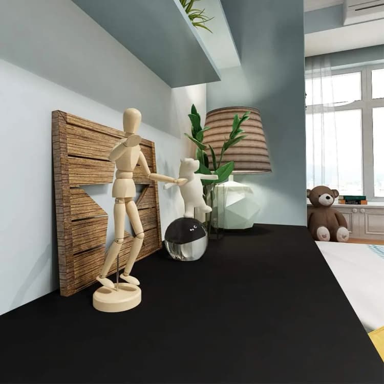 COWINLIFE DECO Custom Solid Black Waterproof Self Adhesive PVC Textured Wallpaper with Peel & Stick for Home detail 5