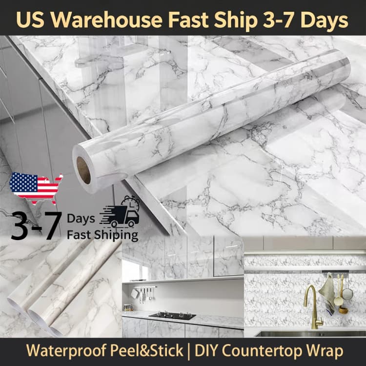 15.75x196.8 Inch Marble Wallpaper Peel and Stick Waterproof Vinyl Self Adhesive Wall Stickers Marble Sticker for Kitchen Cabinet detail 1