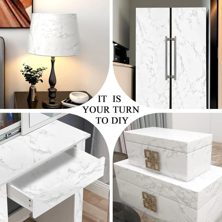 15.75x196.8 Inch Marble Wallpaper Peel and Stick Waterproof Vinyl Self Adhesive Wall Stickers Marble Sticker for Kitchen Cabinet detail 3