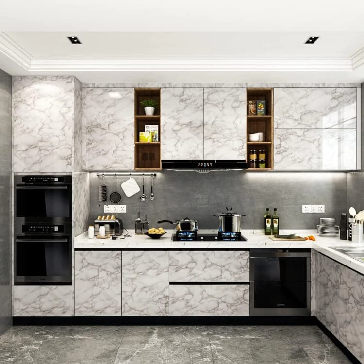 15.75x196.8 Inch Marble Wallpaper Peel and Stick Waterproof Vinyl Self Adhesive Wall Stickers Marble Sticker for Kitchen Cabinet detail 4