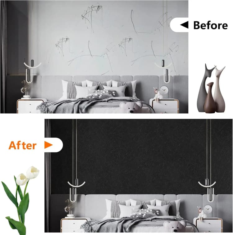 15.75x196.8 Inch Pvc Black Textured Peel&stick Luxury Silk Wallpaper for Wall Interior Decor Wall Paper 3d Home Wallpaper Roll detail 3
