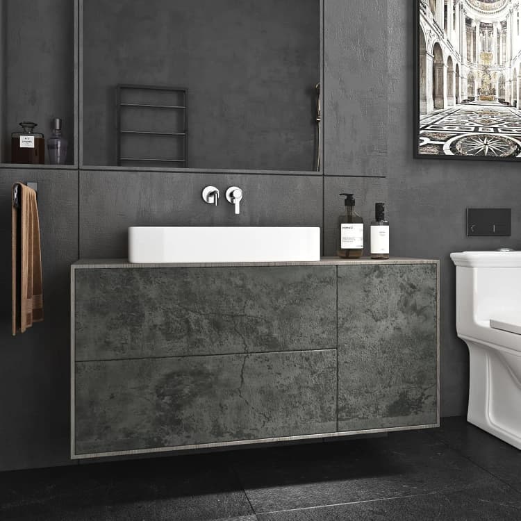 15.75x196.8 Inch Black Cement Wallpaper Rolls Wall Panels Wall Interior Wall Stickers PVC 3d Wallpaper for Kitchen Bathroom Tile detail 5