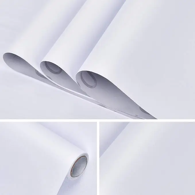 Matte Solid White Geometric Waterproof Self Adhesive Vinyl Wallpaper Removable Contact Paper for Bedroom Wall Cabinets detail 6