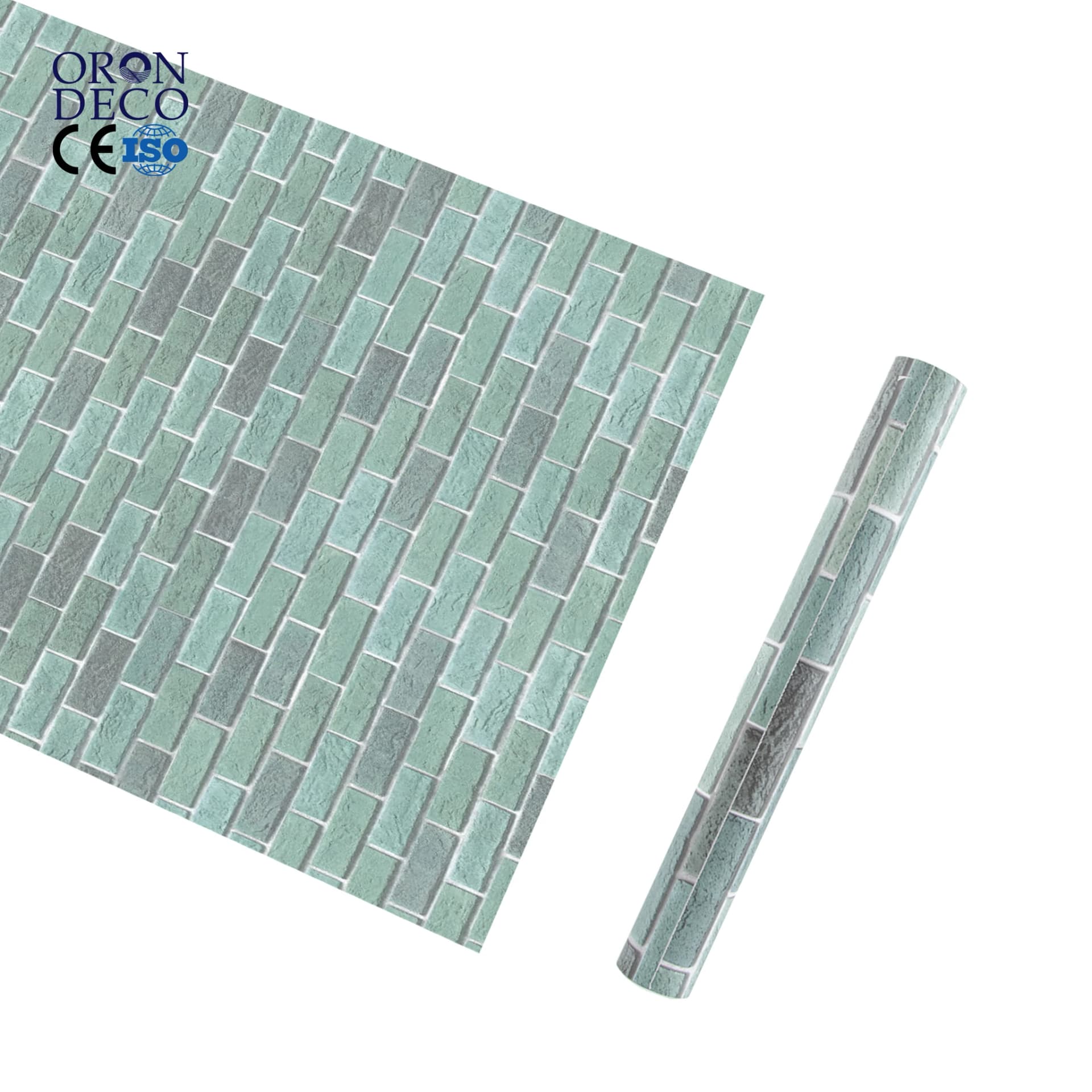 COWINLIFE DECO Waterproof Peel Stick Green Brick Wall Stickers Paper 3D Home PVC Self Adhesive Removable Modern Wallpaper Rolls