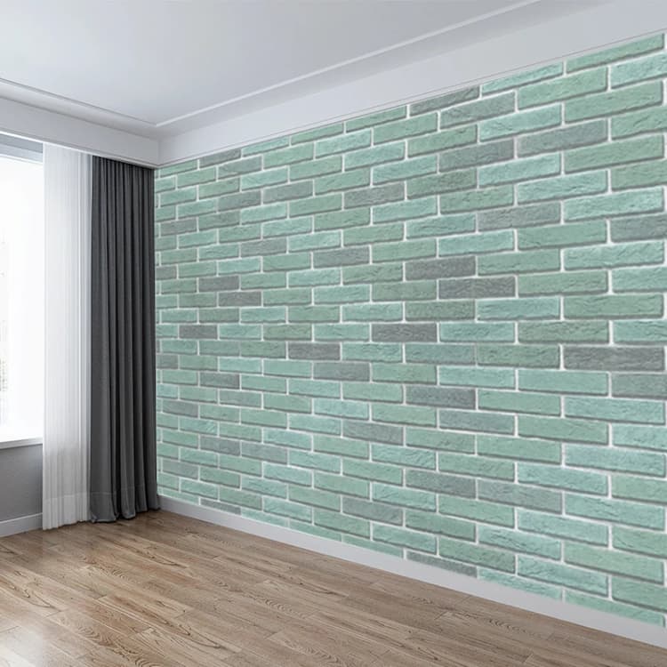 COWINLIFE DECO Waterproof Peel Stick Green Brick Wall Stickers Paper 3D Home PVC Self Adhesive Removable Modern Wallpaper Rolls detail 2