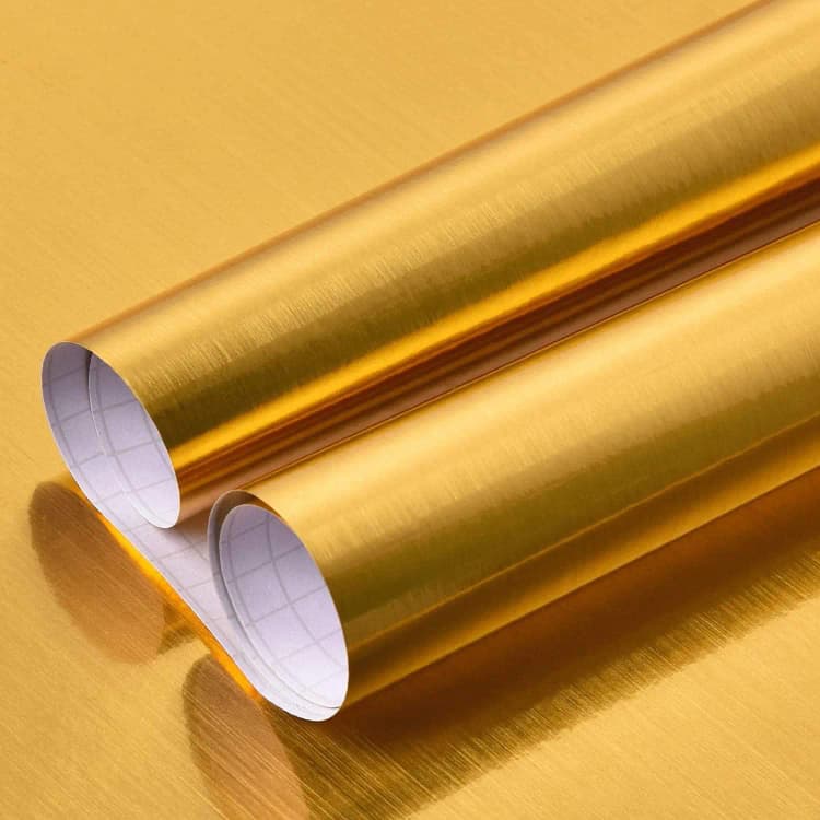 Hot Selling Modern Metallic PVC Wallpaper Peel and Stick Gold Brushed Self Adhesive Waterproof Removable for Kitchen Decor detail 2
