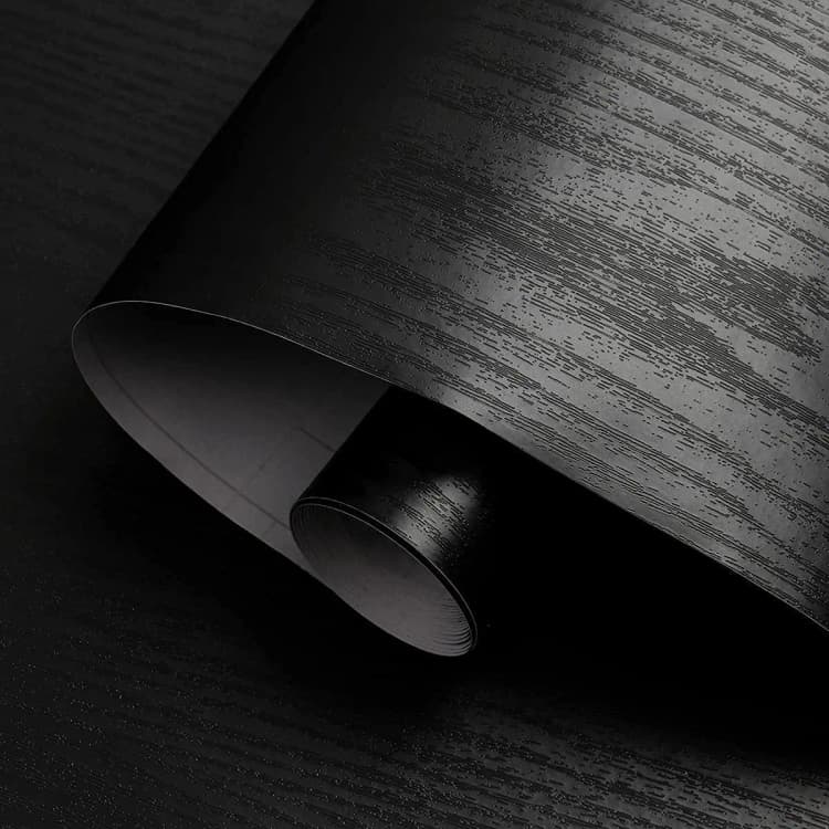 COWINLIFE Modern Matte Black Waterproof Removable Peel and Stick Self Adhesive Wood Pattern Wallpaper Rolls for Furniture Cabinets detail 7